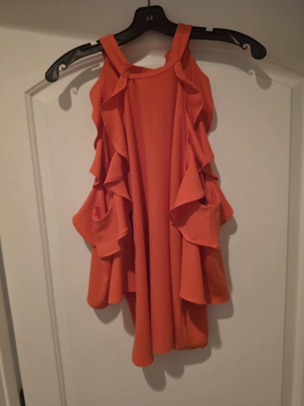 Jealous Tomato Orange Ruffle Cold Shoulder Blouse